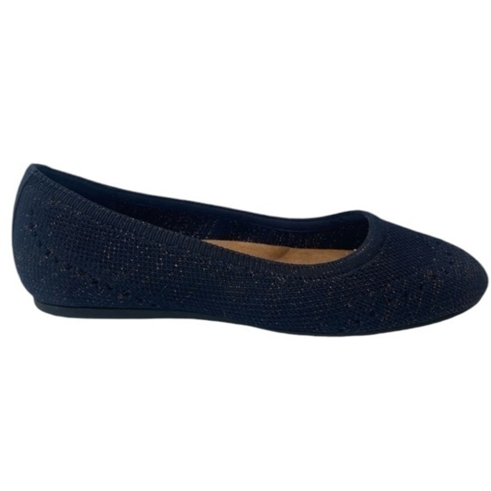 SoftWalk Women's Santorini Navy and Gold Perforated Ballet Flat Size 6.5